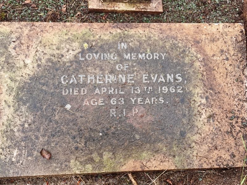 Catherine Evans died April 13th 1962 aged 63