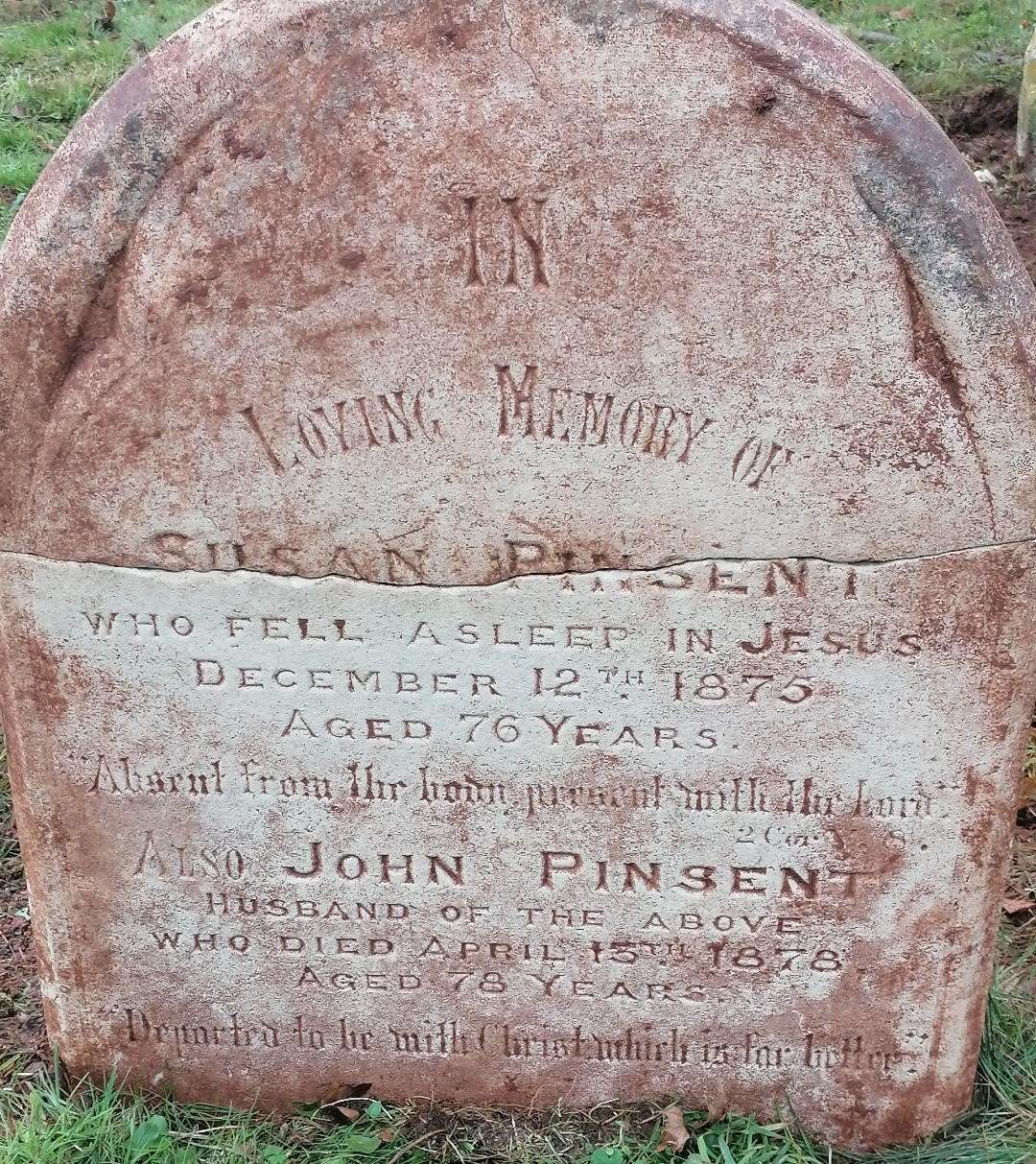 Susan and John Pinsent headstone