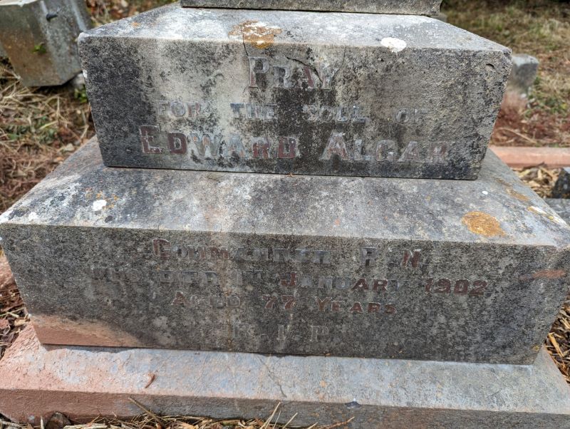 edward algar commander r n died january 1902 aged 77 years