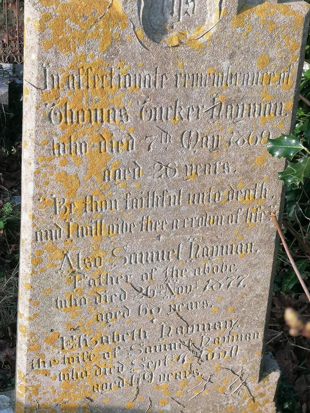 hayman tt who died 7th May 1869 aged 26 years