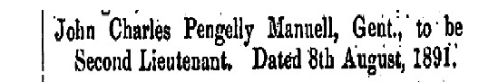 London Gazette 7th of August 1891