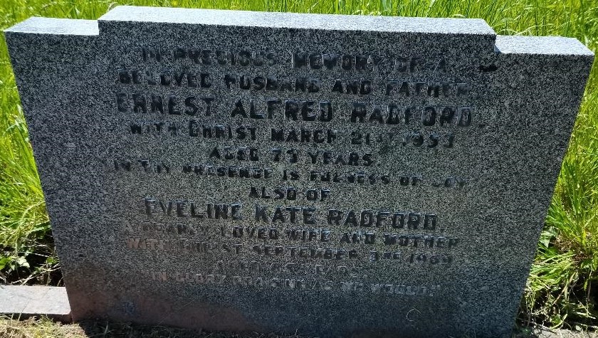 radford ernest alfred headstone
