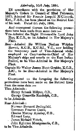 veitch jr 1884 10th july promotion 1